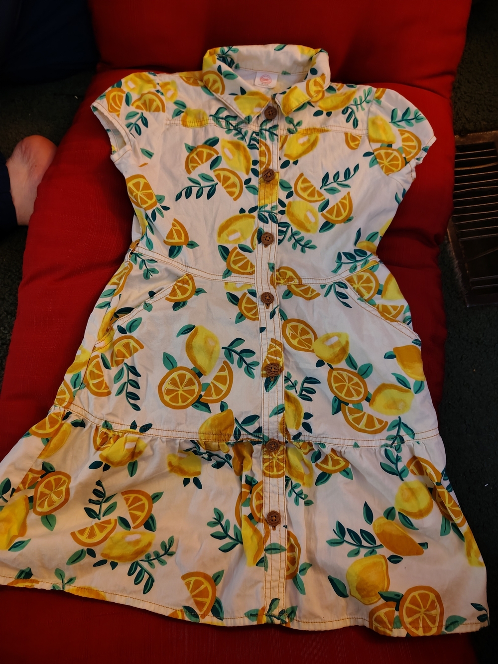wonder nation Yellow Lemon-Print Button Front Dress